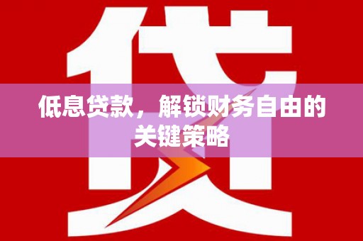 巴林左旗低息贷款，解锁财务自由的关键策略